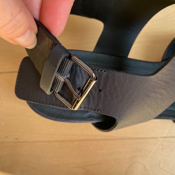 VINCE New Black "Gwyn" Leather Wedge 10 Slingback - Picture 5 of 8